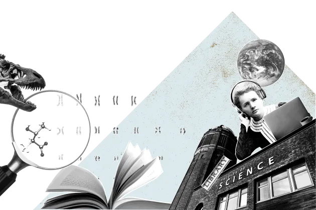 A collection of images illustrating different subject areas within natural science. Collage: Catrin Jakobsson.